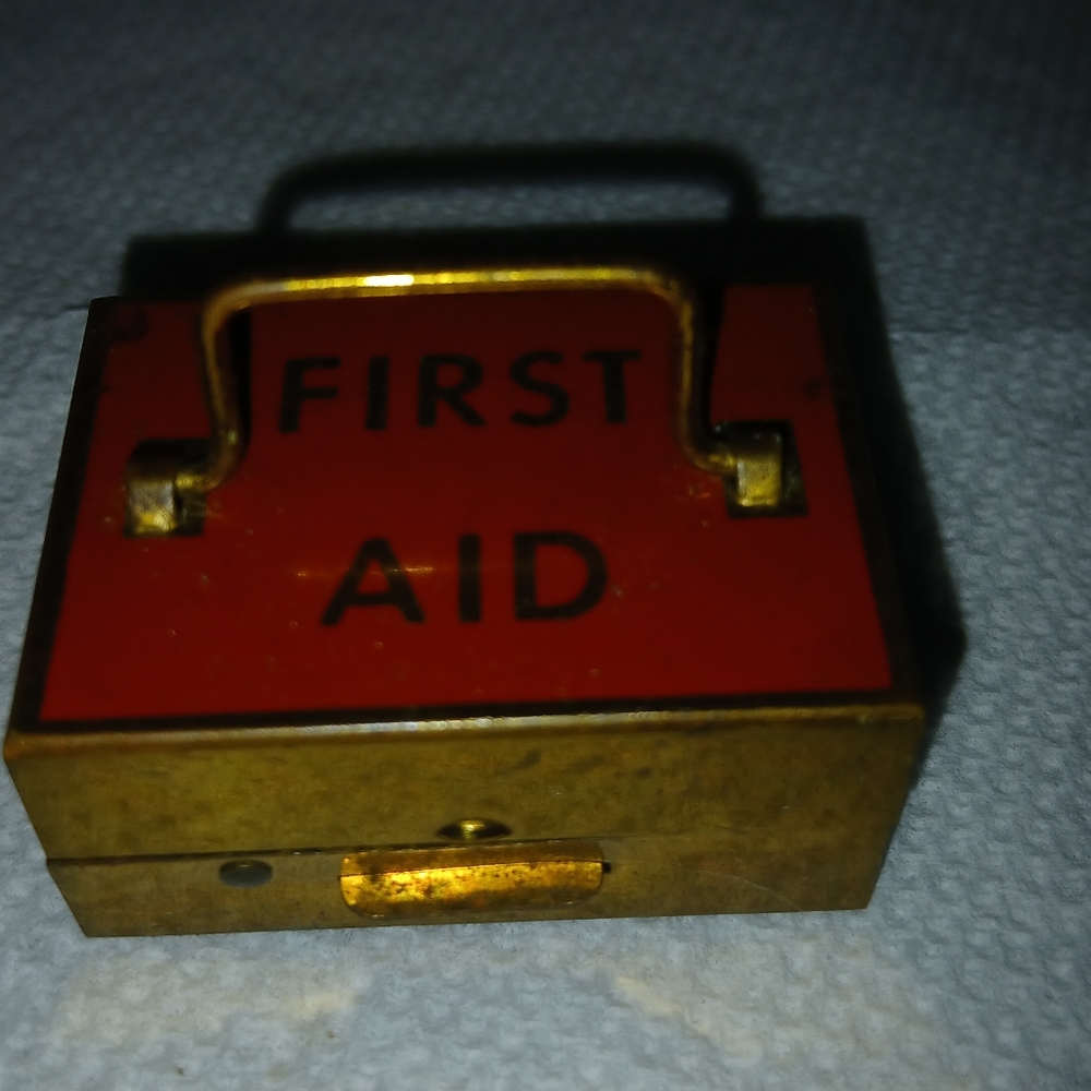 Vintage Miniature Red and Gold First Aid Box
